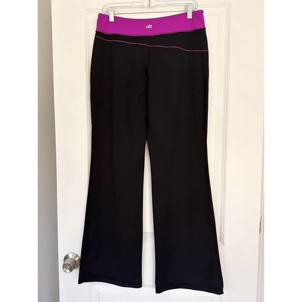 Alo Yoga Flare Leggings Black Magenta Purple High Rise Bootcut Yoga Pants Y2K